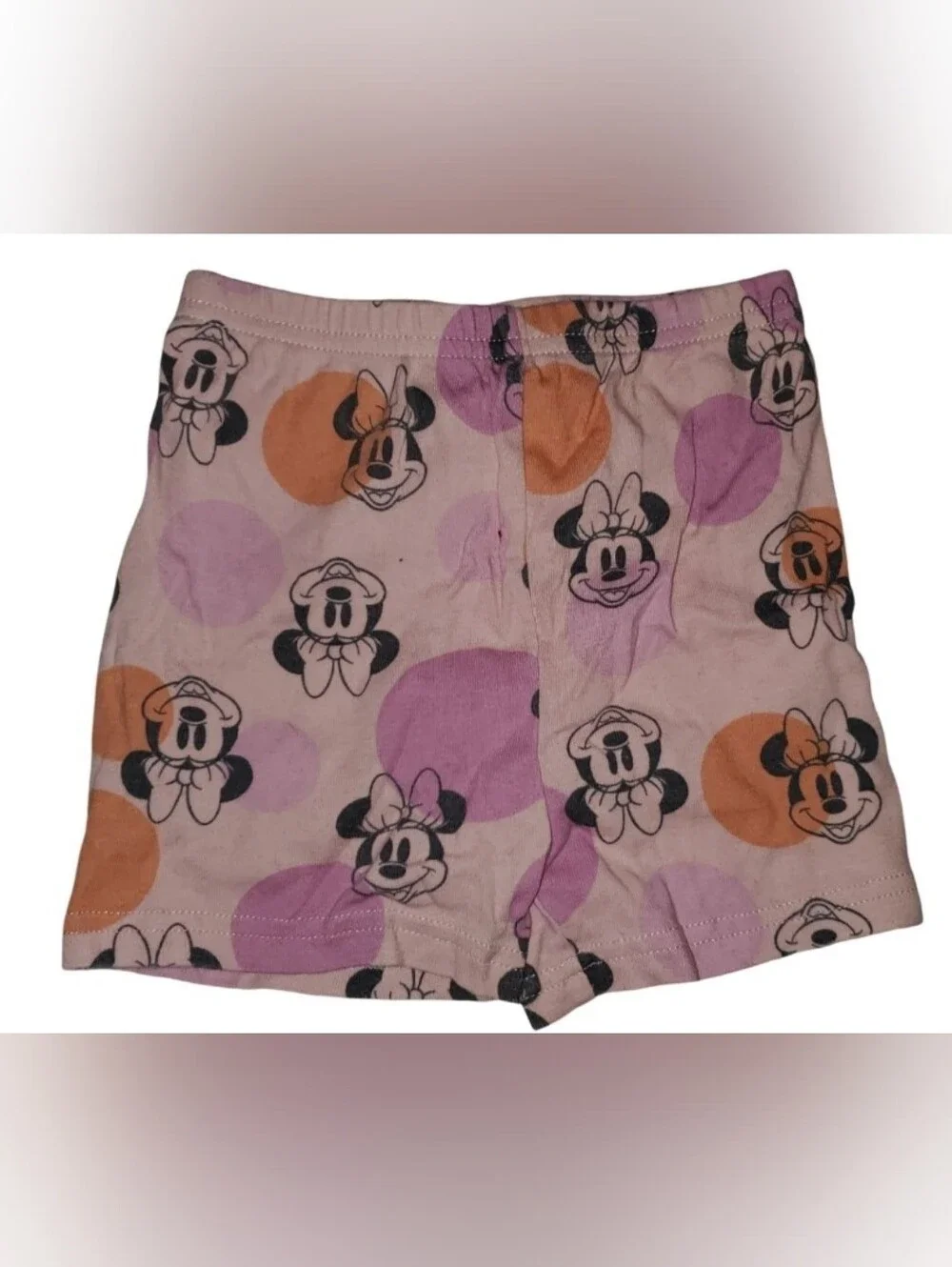 Disney Minnie Mouse White Top with Pink & Orange Dot Shorts Pajama Set